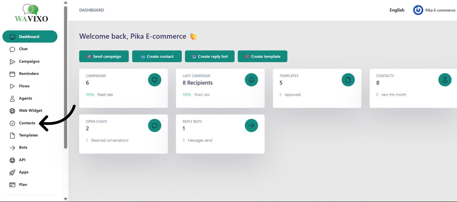 Click Contact in navigation